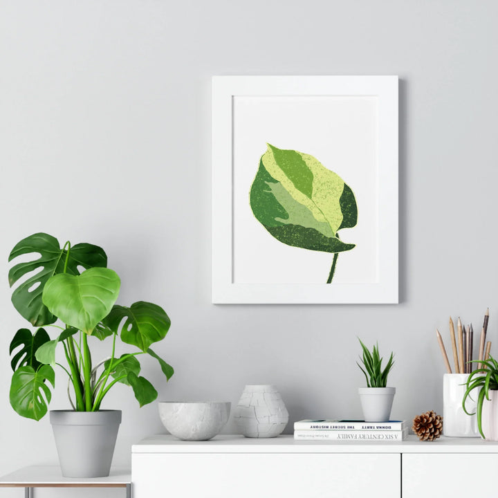 Manjula Pothos Print Framed Wall Art With Heart Shaped Leaves Matte Finish Indoor Plant Decor
