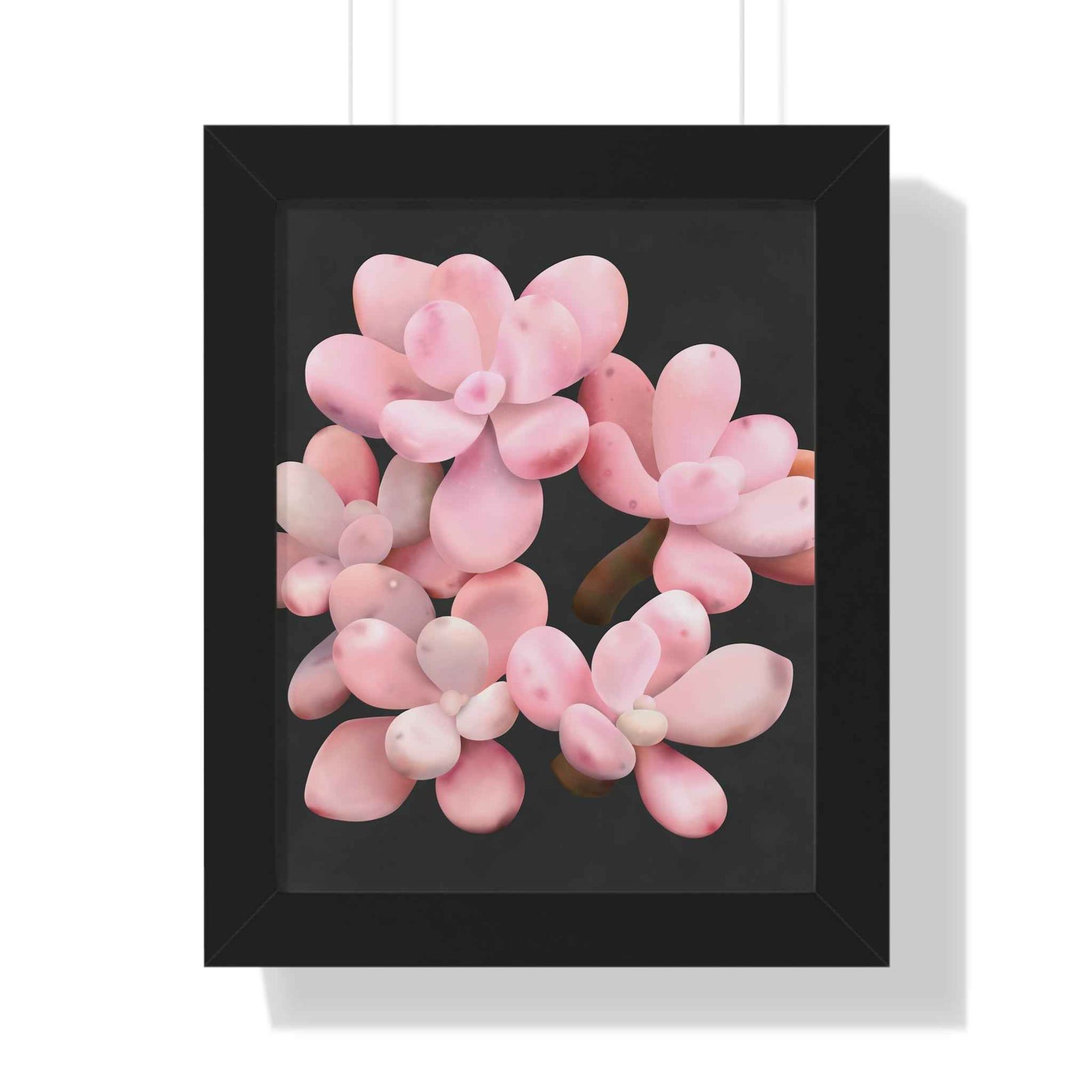 Pink Moonstone Succulent Framed Poster Vertical Botanical Wall Art