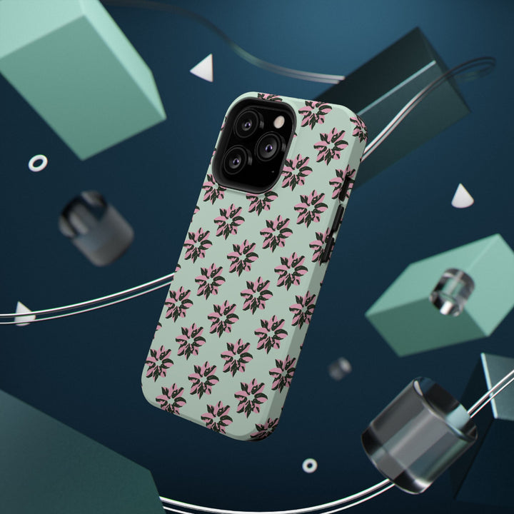 Pink Princess Philodendron Pattern Phone Case – Dual Layer Protective Cover