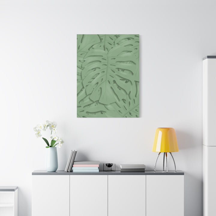Monstera Canvas Art The Potted Pixel 24x36 Inches Matte Finish Wall Decor Botanical Green Leaf Print