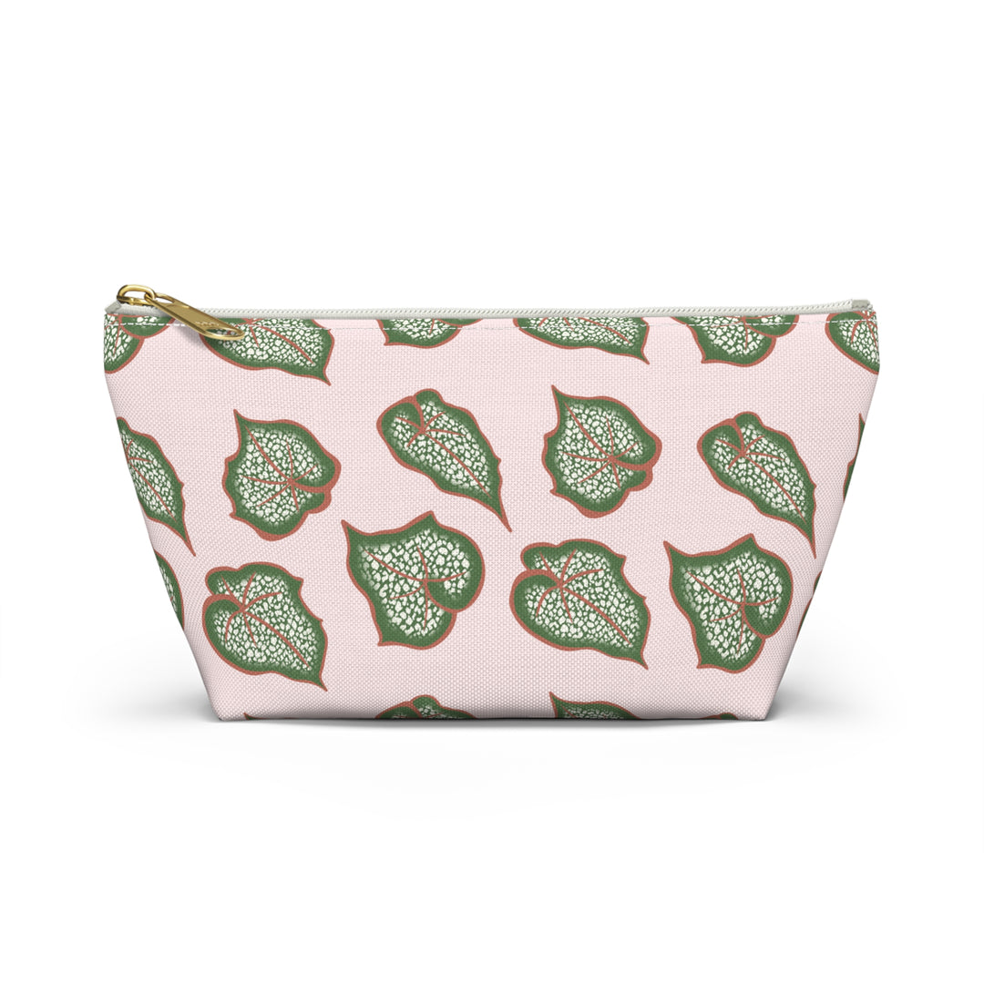 Begonia Pattern Accessory Pouch Makeup Bag With T Bottom For Cosmetics And Small Essentials