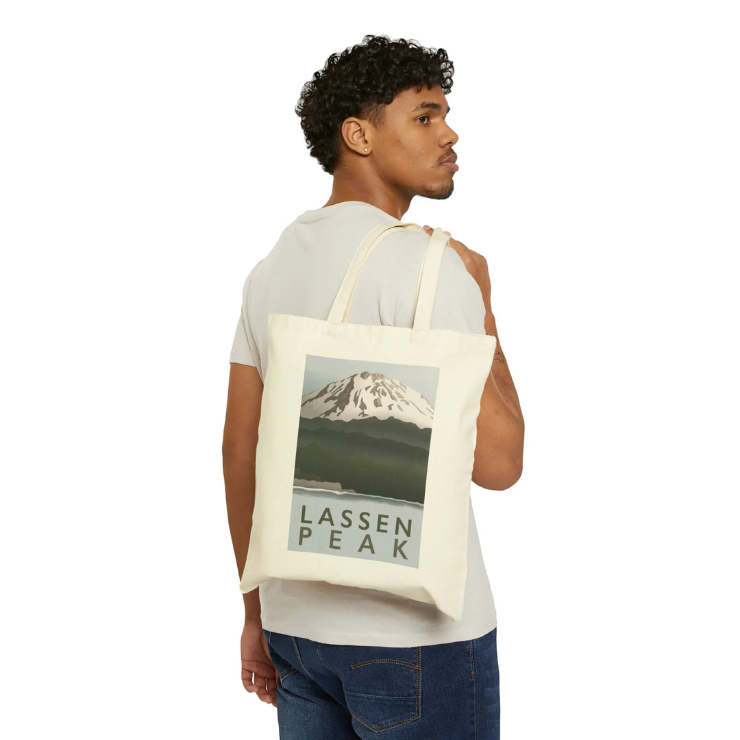Lassen Peak Organic Cotton Tote Bag With Durable Handles Eco Friendly Minimalist Shopper