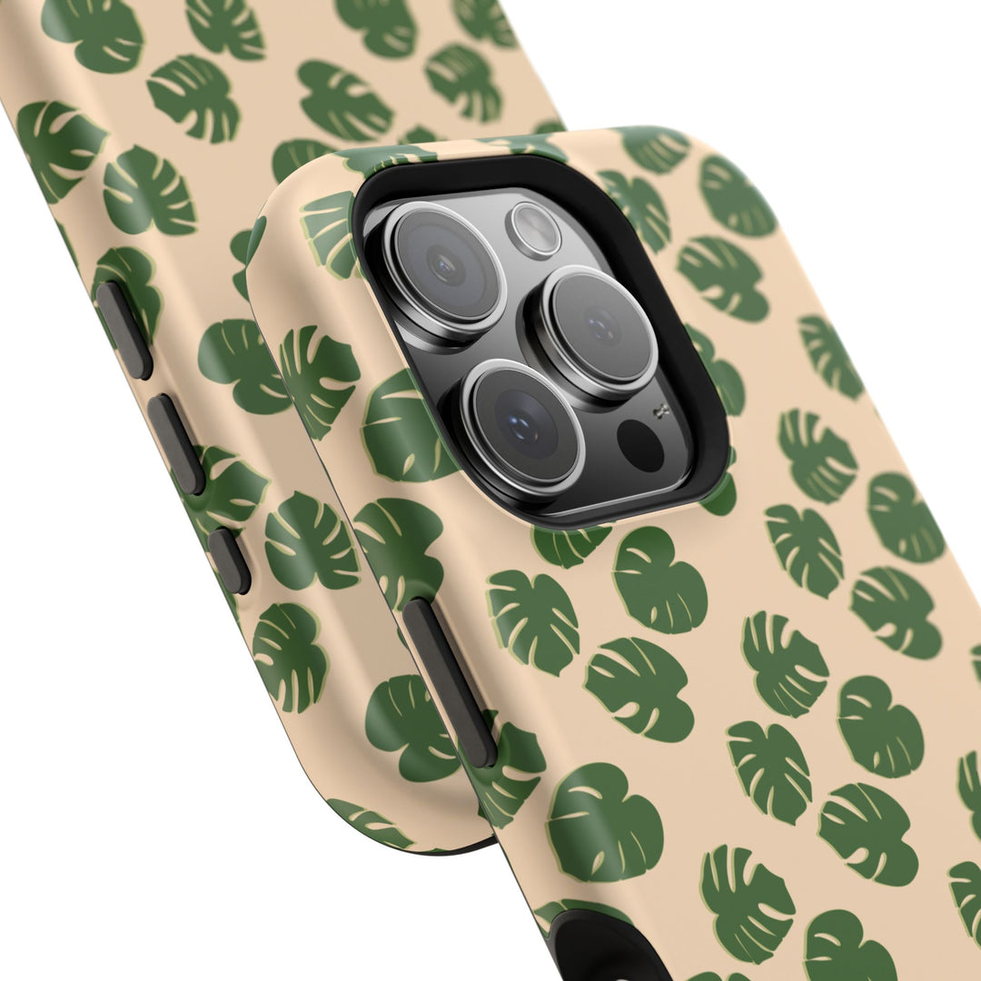 Monstera Pattern Phone Case – Dual Layer Protective Cover