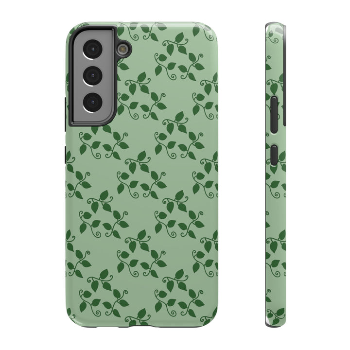 Pothos Pattern Impact Resistant Phone Case Green Botanical Protective Cover Full Wrap Print With Wireless Charging