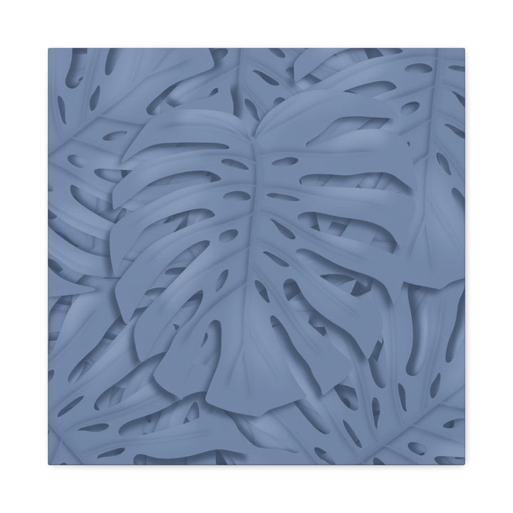 Monstera Canvas Art Blue Tropical Leaf Wall Art on Matte Cotton Canvas Print by The Potted Pixel