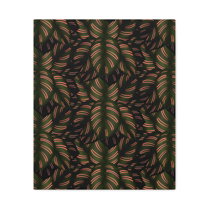 Calathea Pinstripe Canvas Print With Matte Finish Stretched Botanical Wall Art For Living Room Decor