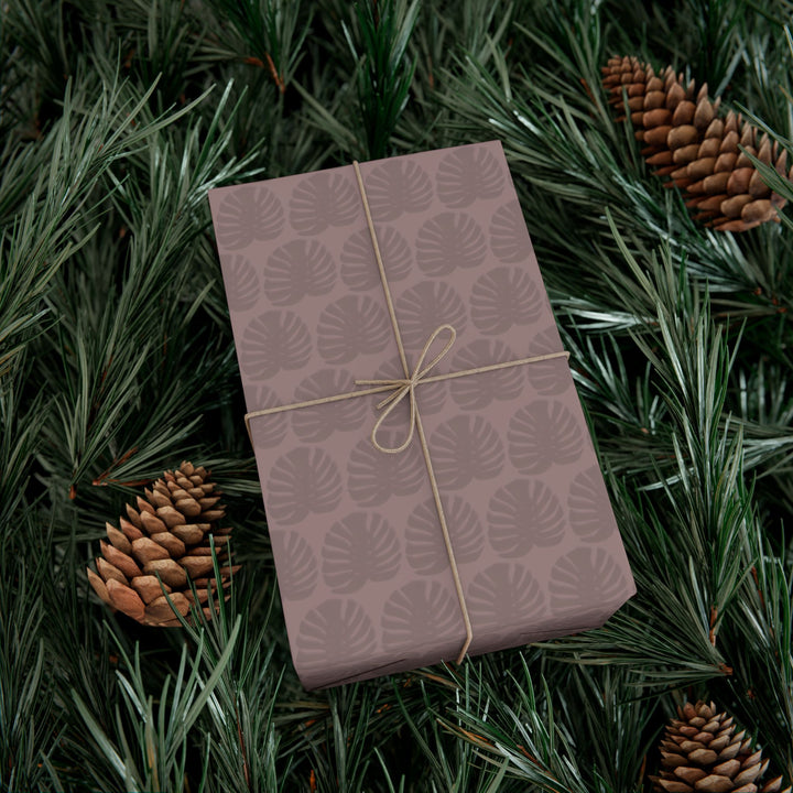 Monstera Leaf Mauve Wrapping Paper – Botanical Gift Wrap Roll