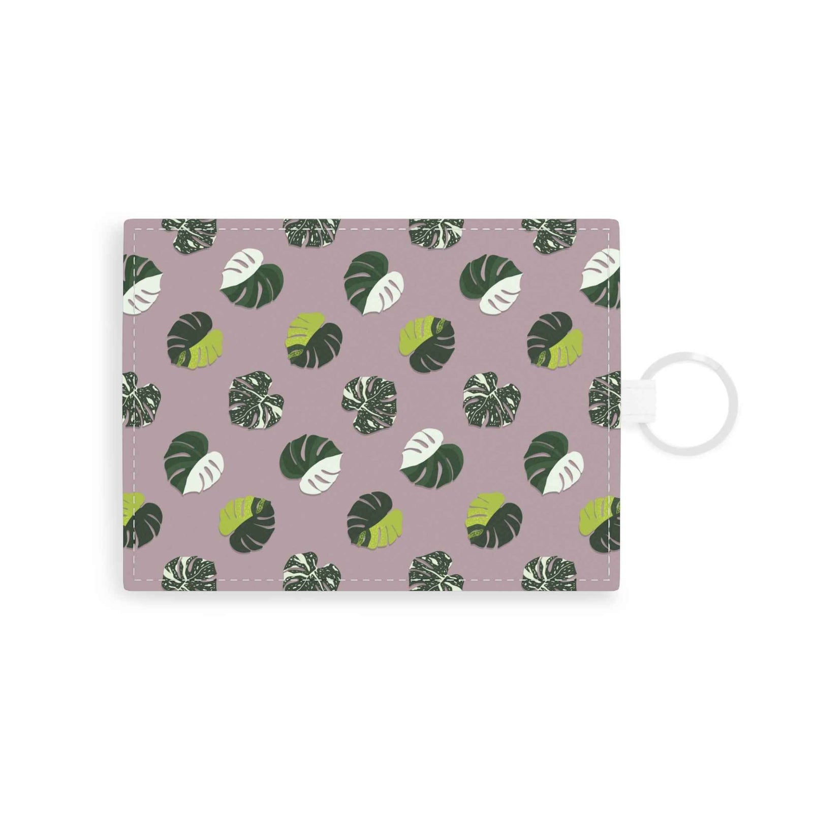 Variegated Monstera Pattern Card Holder – Vegan Leather Slim Wallet