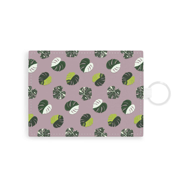 Variegated Monstera Pattern Card Holder – Vegan Leather Slim Wallet