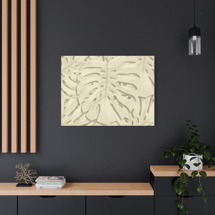 Monstera Canvas Print Durable Cotton Stretched Canvas With Beige Botanical Artwork For Modern Home Decor