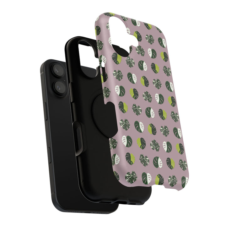Variegated Monstera Pattern Phone Case – Dual Layer Protective Cover