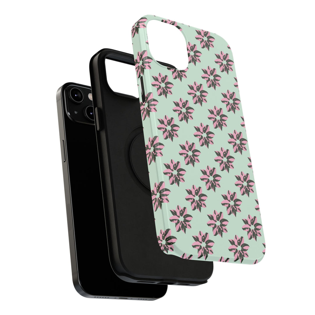 Pink Princess Philodendron Pattern Phone Case – Dual Layer Protective Cover