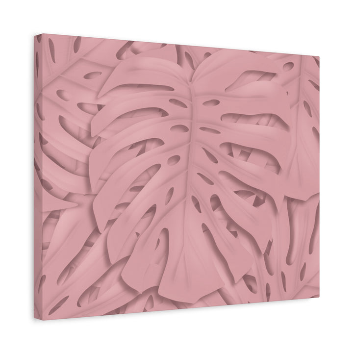 Monstera Canvas Art Soft Pink Botanical Wall Decor Matte Finish Print For Living Room
