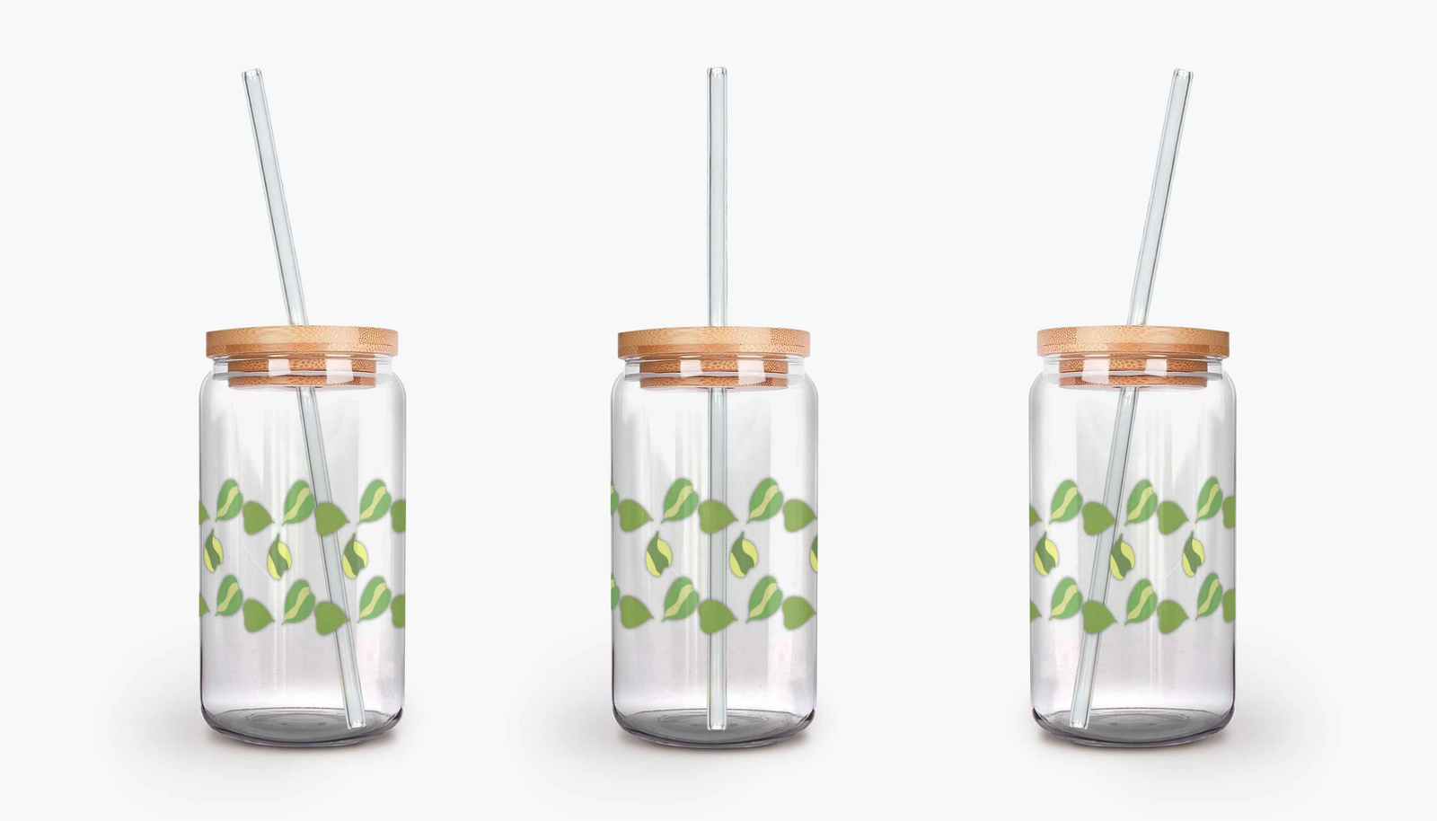 Hoya Kerrii Pattern Soda Can Glass – 16 oz Durable Glass Tumbler with Bamboo Lid & Straw