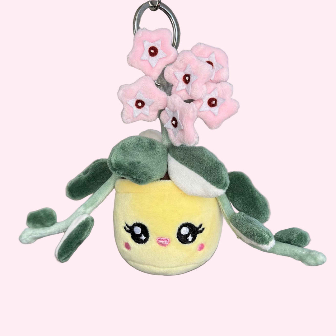 Hoya Carnosa ‘Krimson Queen’ Plush Keychain – 5″ Variegated Houseplant Bag Charm