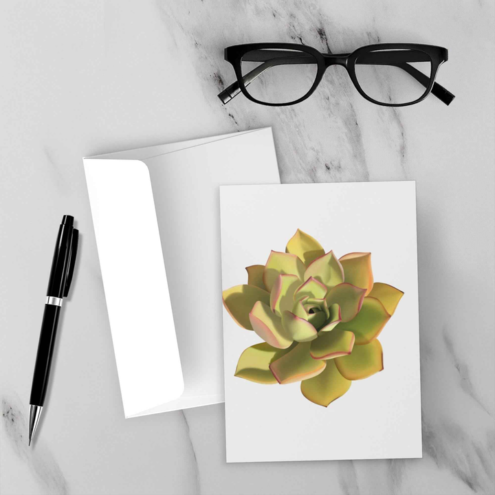 Noble Aeonium Greeting Card – Vibrant Succulent Art Stationery on Robust Cardstock
