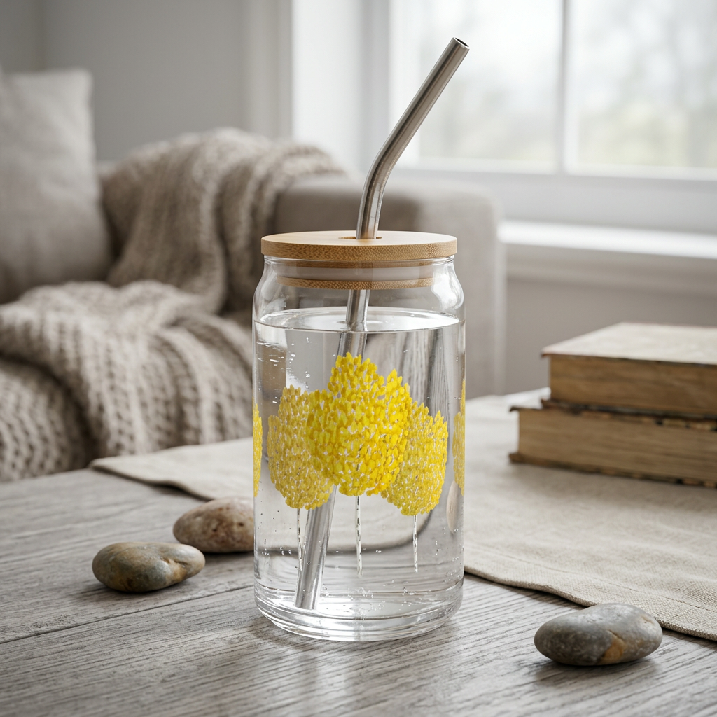 Fall Aspen Soda Can Glass – 16 oz Tumbler With Bamboo Lid And Straw