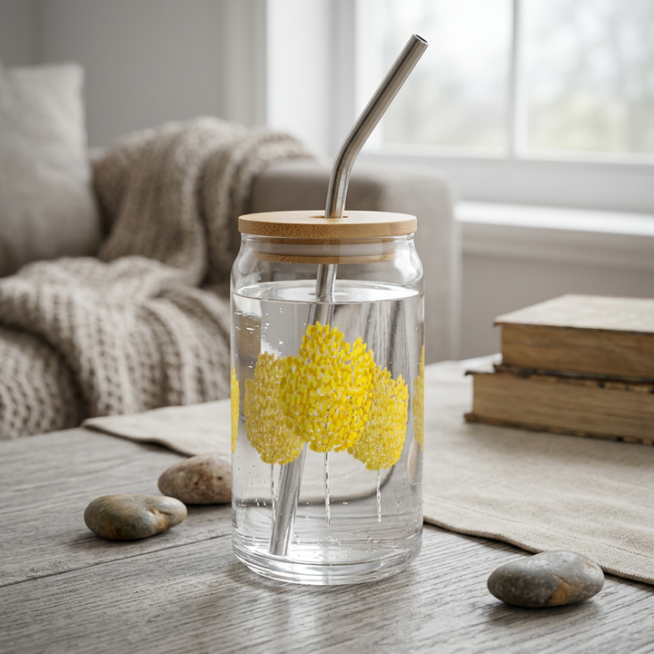 Fall Aspen Soda Can Glass – 16 oz Tumbler With Bamboo Lid And Straw