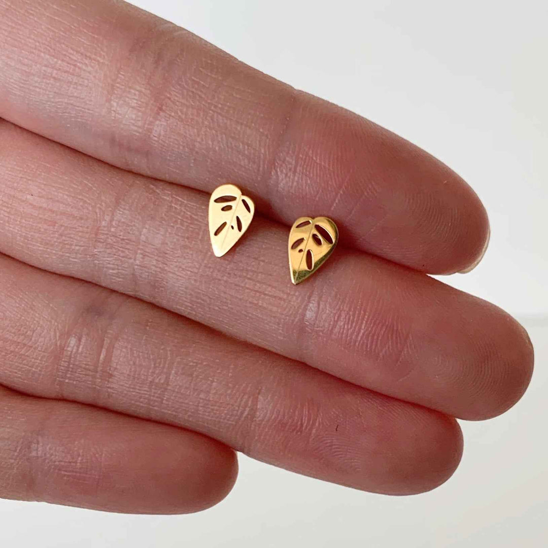 Monstera Adansonii Metal Stud Earrings