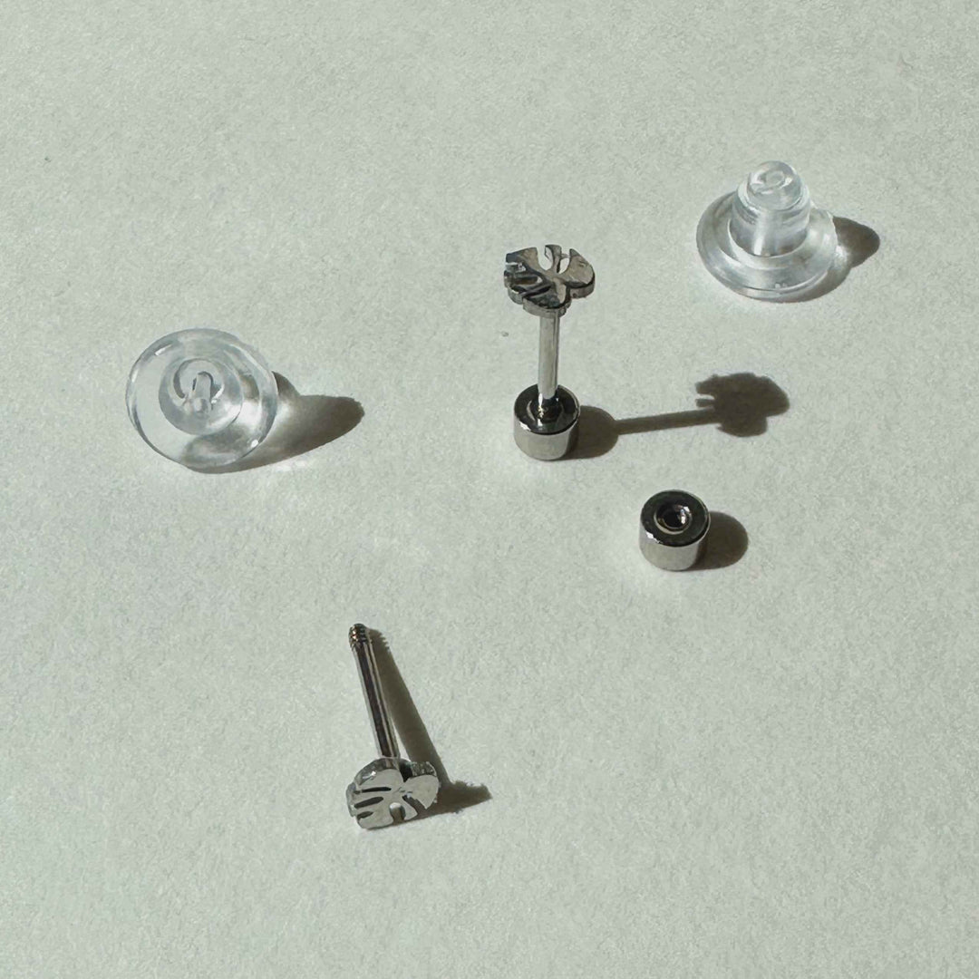 Flat Back- Teeniest Tiniest Monstera Deliciosa Earring Studs