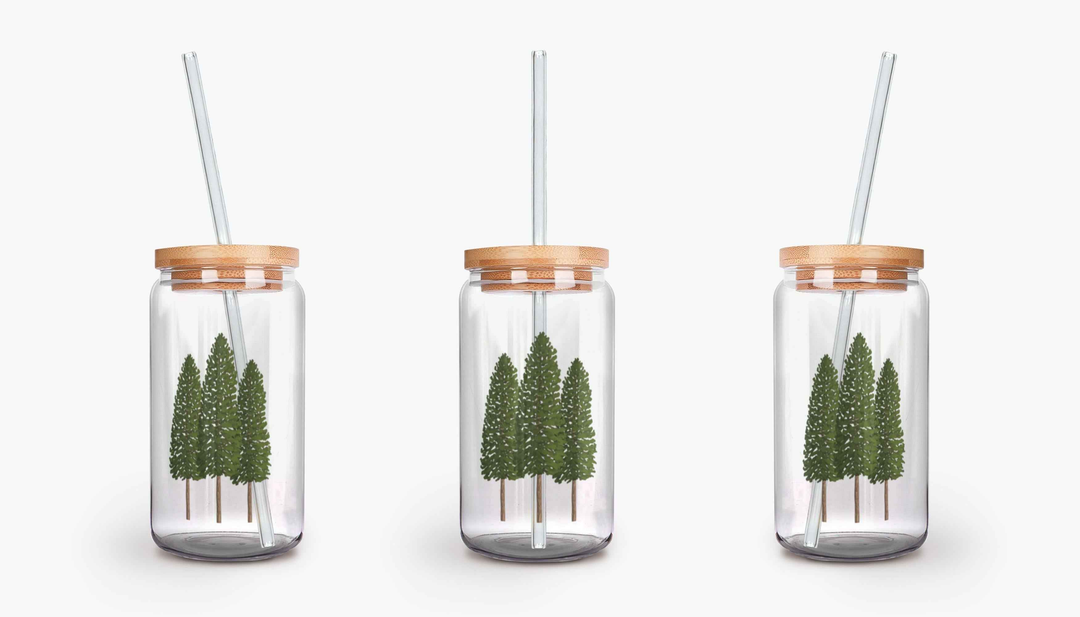 Ponderosa Pine Soda Can Glass – 16 oz Durable Glass Tumbler with Bamboo Lid & Straw (Copy)