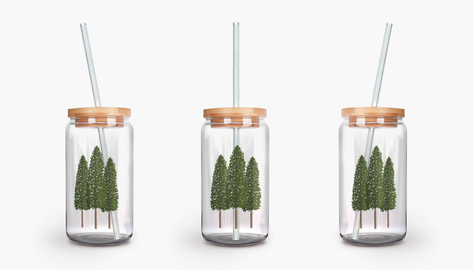 Ponderosa Pine Soda Can Glass – 16 oz Durable Glass Tumbler with Bamboo Lid & Straw (Copy)