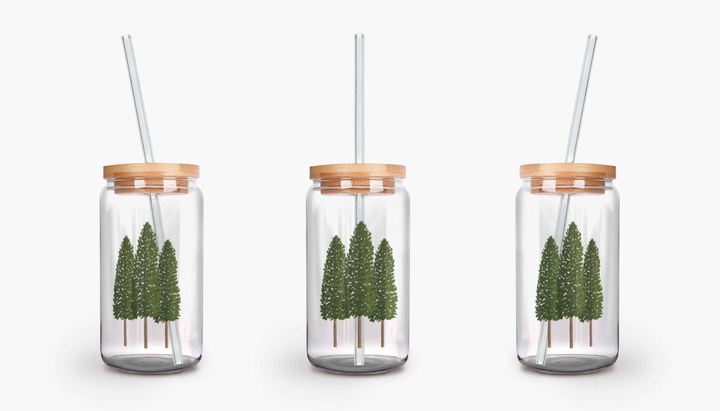 Ponderosa Pine Soda Can Glass – 16 oz Durable Glass Tumbler with Bamboo Lid & Straw (Copy)