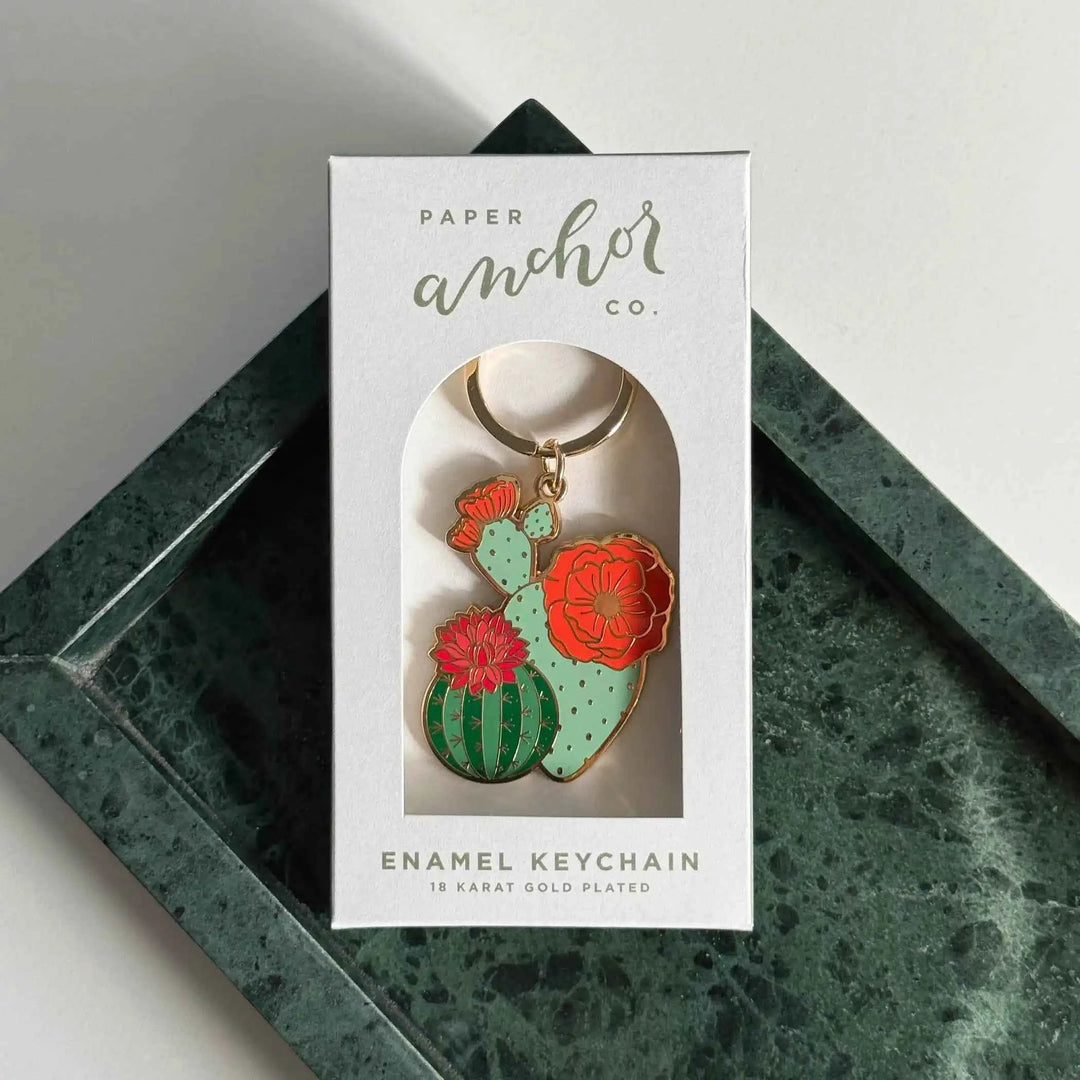 Blooming Cacti Plant Keychain