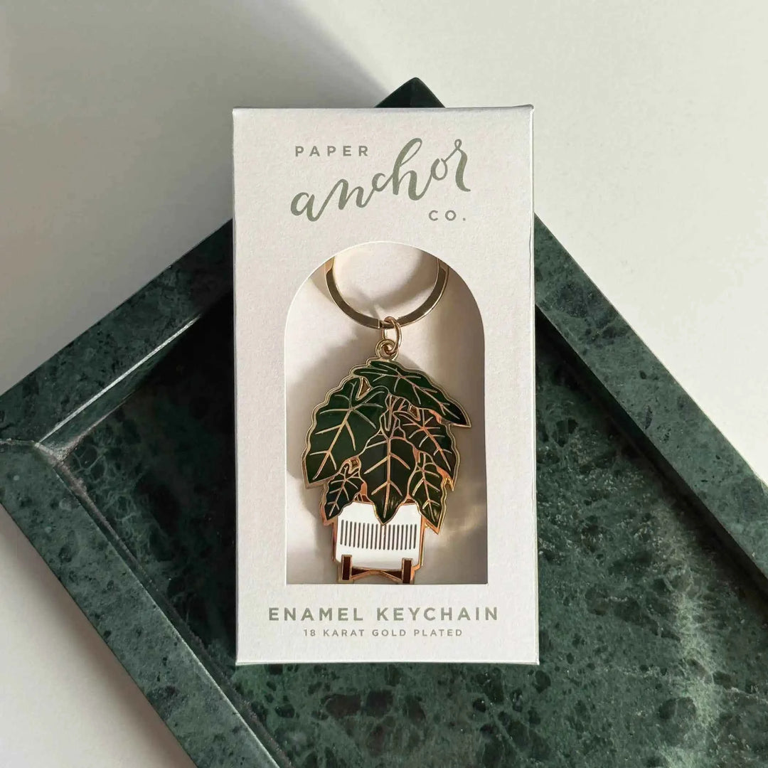 Alocasia Frydek Plant Keychain