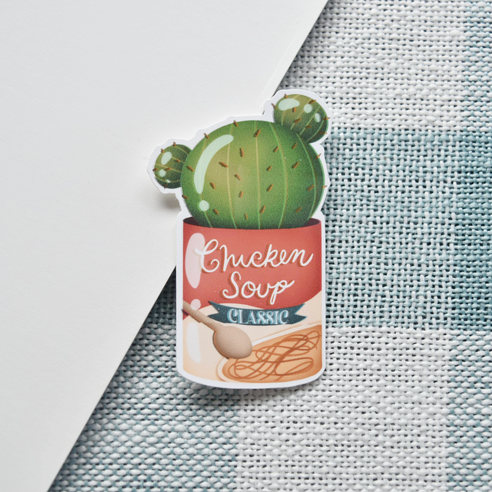 Chicken Noodle Soup Can Cactus Sticker
