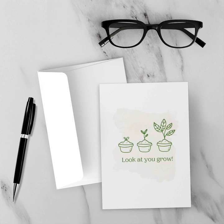 Plant Growth Graduation Day Card – Greeting Card & White Envelope