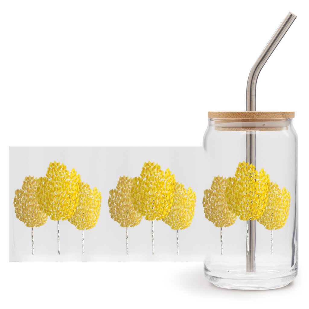 Fall Aspen Soda Can Glass – 16 oz Tumbler With Bamboo Lid And Straw