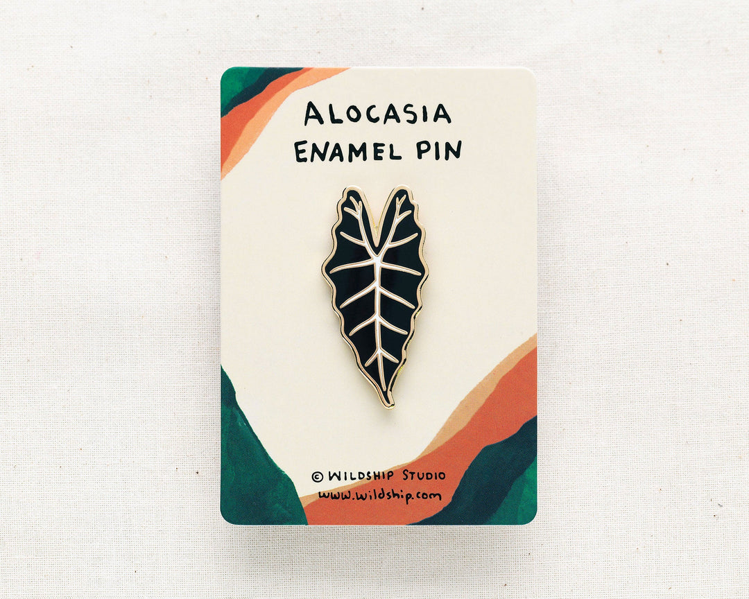 Alocasia Black Enamel Pin