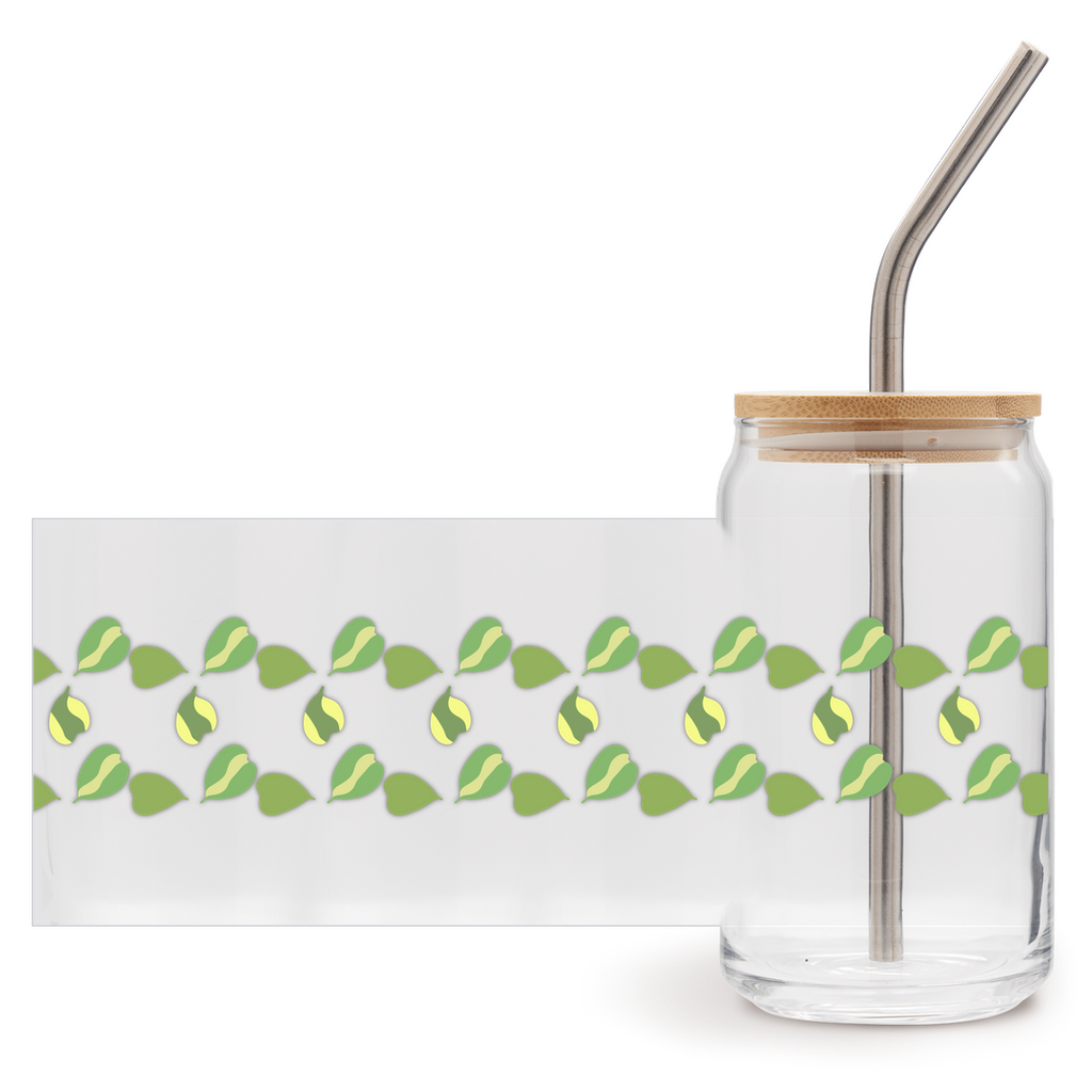 Hoya Kerrii Pattern Soda Can Glass – 16 oz Tumbler With Bamboo Lid And Straw - NEW