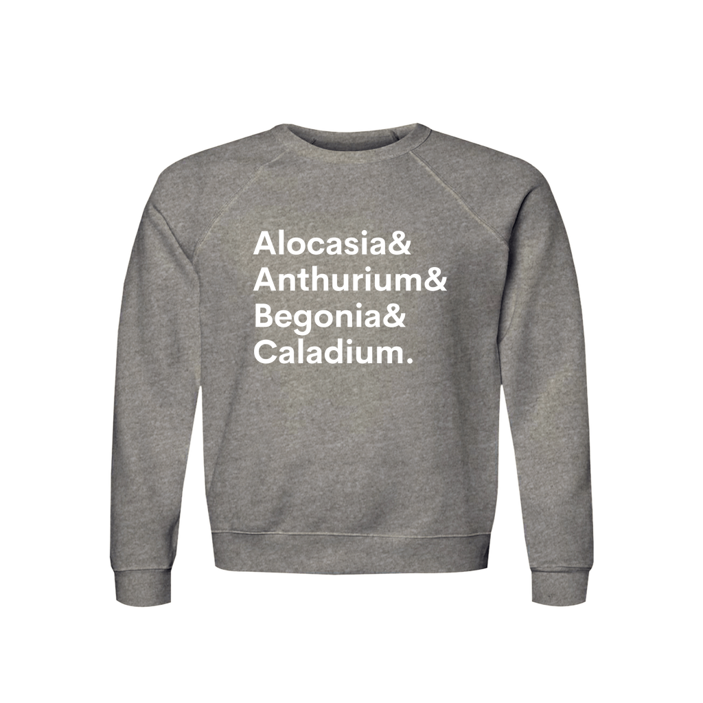 Potted Pixel Plant Lover Sweatshirt Organic Cotton Raglan Alocasia Anthurium Caladium Begonia Botanical for Plant Lovers