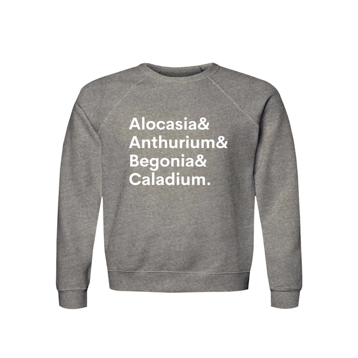 Potted Pixel Plant Lover Sweatshirt Organic Cotton Raglan Alocasia Anthurium Caladium Begonia Botanical for Plant Lovers