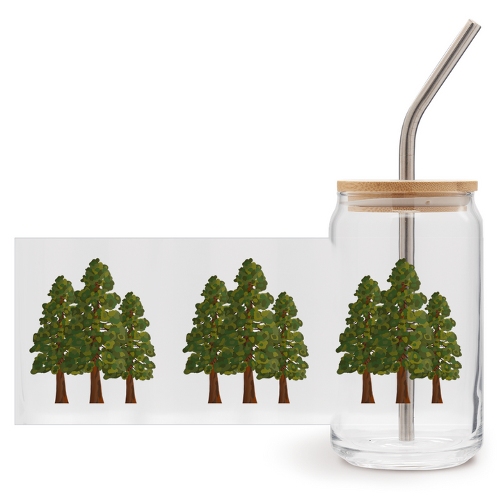 Coastal Redwoods Soda Can Glass – 16 oz Tumbler With Bamboo Lid And Straw