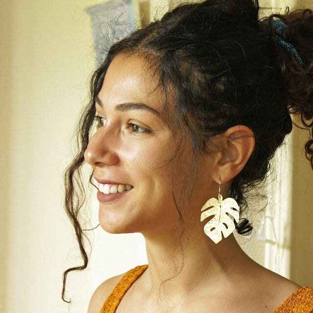 Handmade Monstera Leaf Dangle Earrings: Aluminum Tropical Jewelry