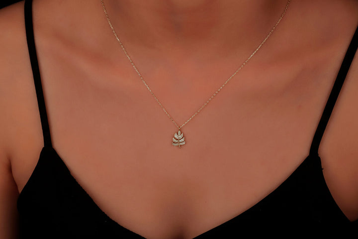 Monstera Leaf Diamond Pendant Necklace With Tropical Charm by silvergoldandrose