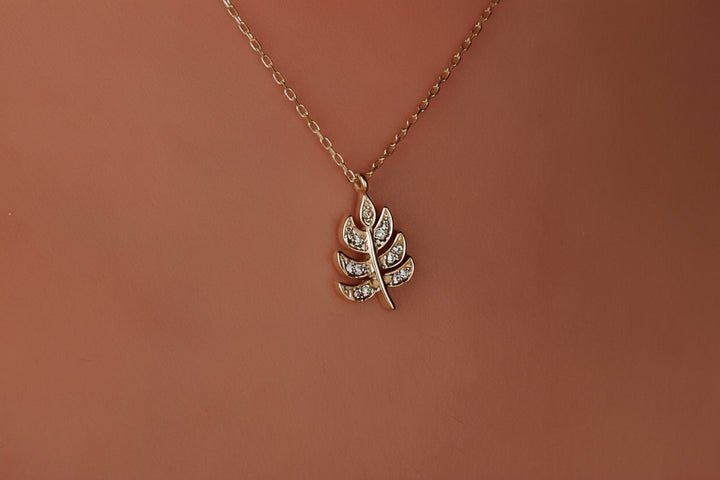 Monstera Leaf Diamond Pendant Necklace With Tropical Charm by silvergoldandrose