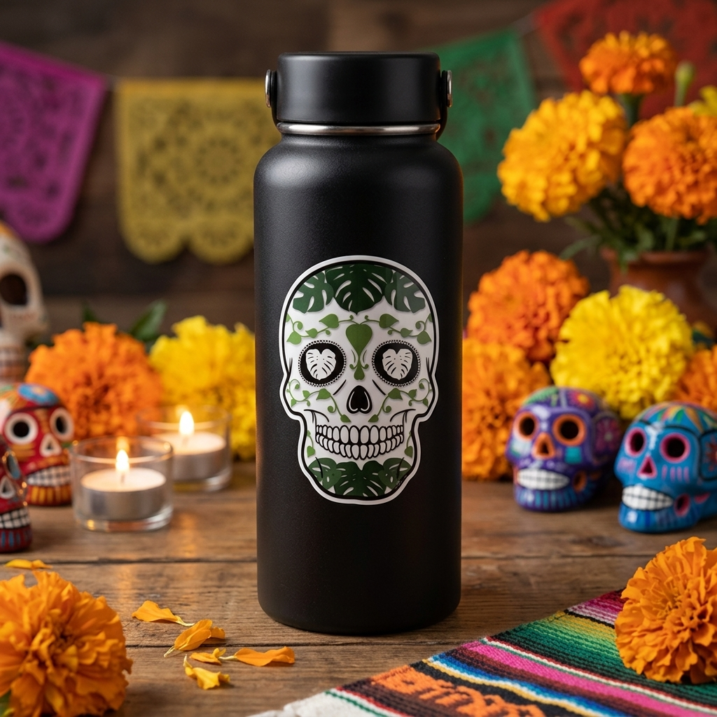 Día de los Muertos Skull Sticker – 3" Die-Cut Vinyl (Pre-Order)