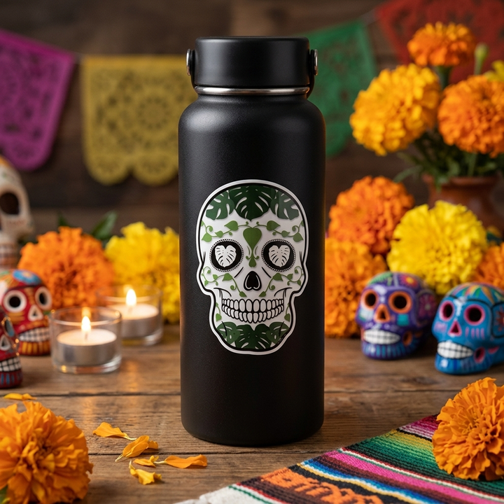 Día de los Muertos Skull Sticker – 3" Die-Cut Vinyl (Pre-Order)