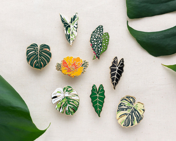 Alocasia Black Enamel Pin