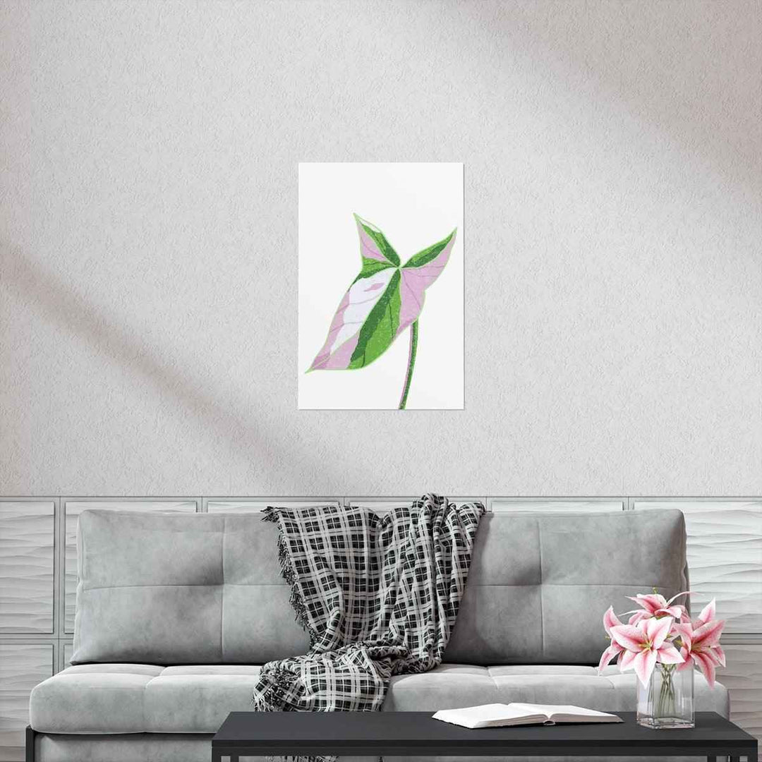 Syngonium Tricolor Print – Botanical Wall Art | Variegated Leaf Poster Unframed - The Potted Pixel