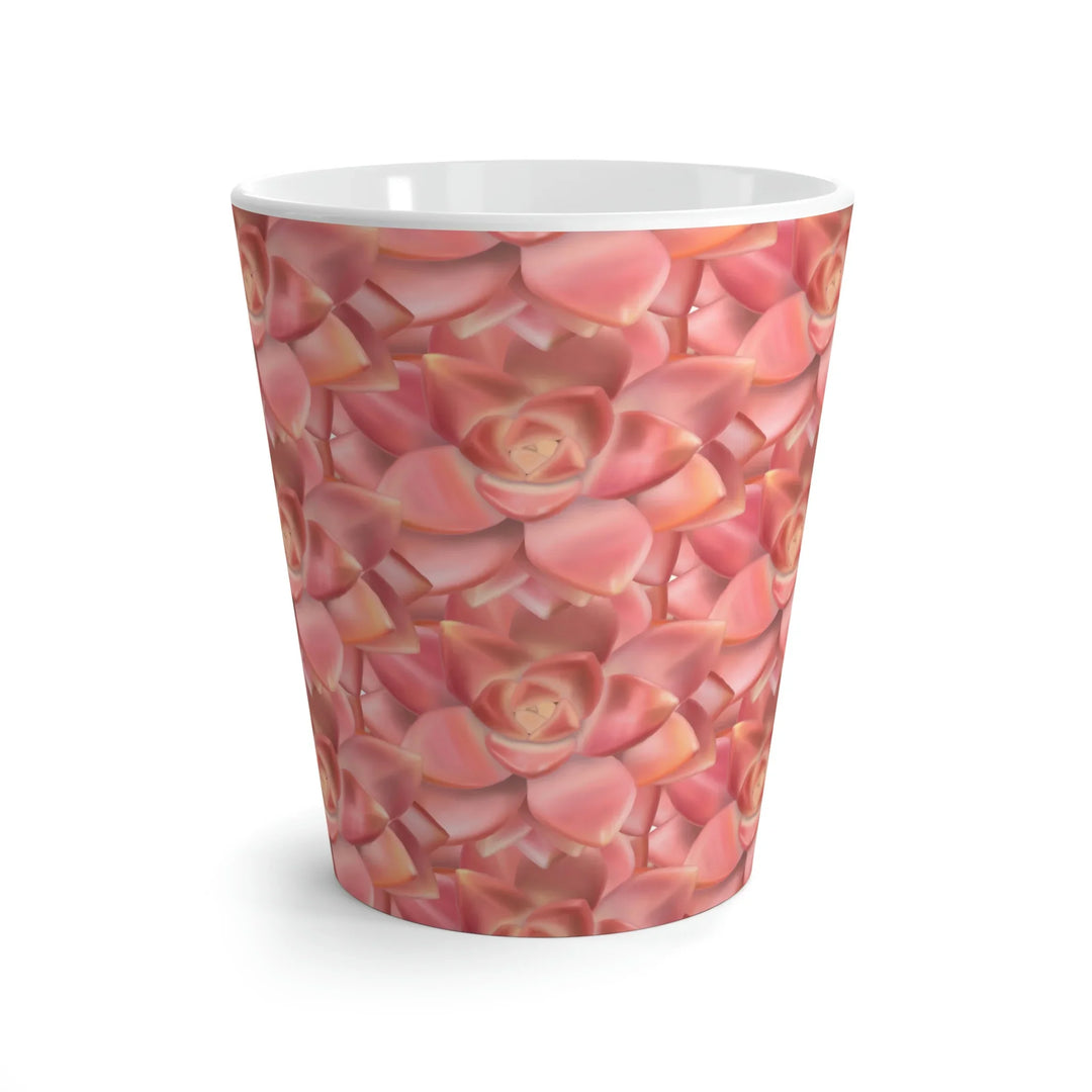 Succulent Rosette Design Ceramic Coffee Mug 12 Oz With Glossy Finish White Base Dishwasher Safe