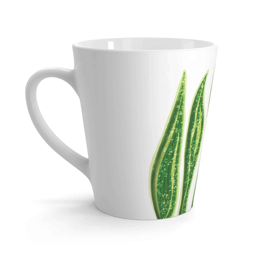 Snake Plant Latte Mug - Durable 12oz Ceramic Coffee Cup With Easy Grip Handle - The Potted Pixel