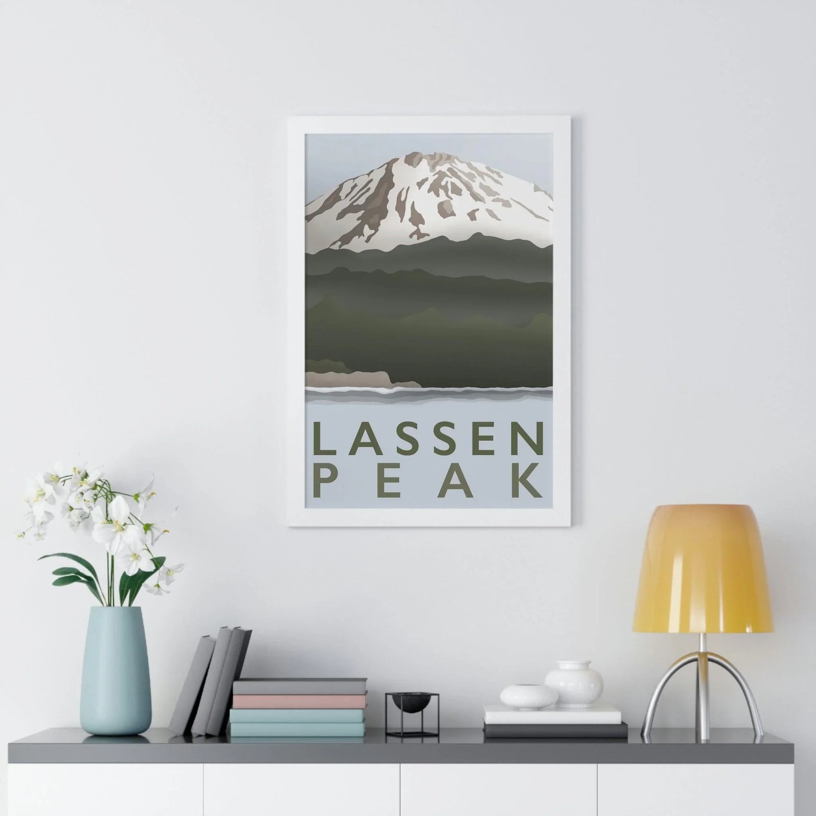 Lassen Peak Minimalist Framed Print, Poster, Printify, Framed, Home & Living, Indoor, Paper, Posters, Laura Christine Photography & Design, laurachristinedesign.com
