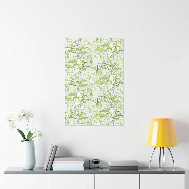 Snow Queen Pothos Print Variegated White Foliage Wall Art On Museum Grade Paper Unframed Poster