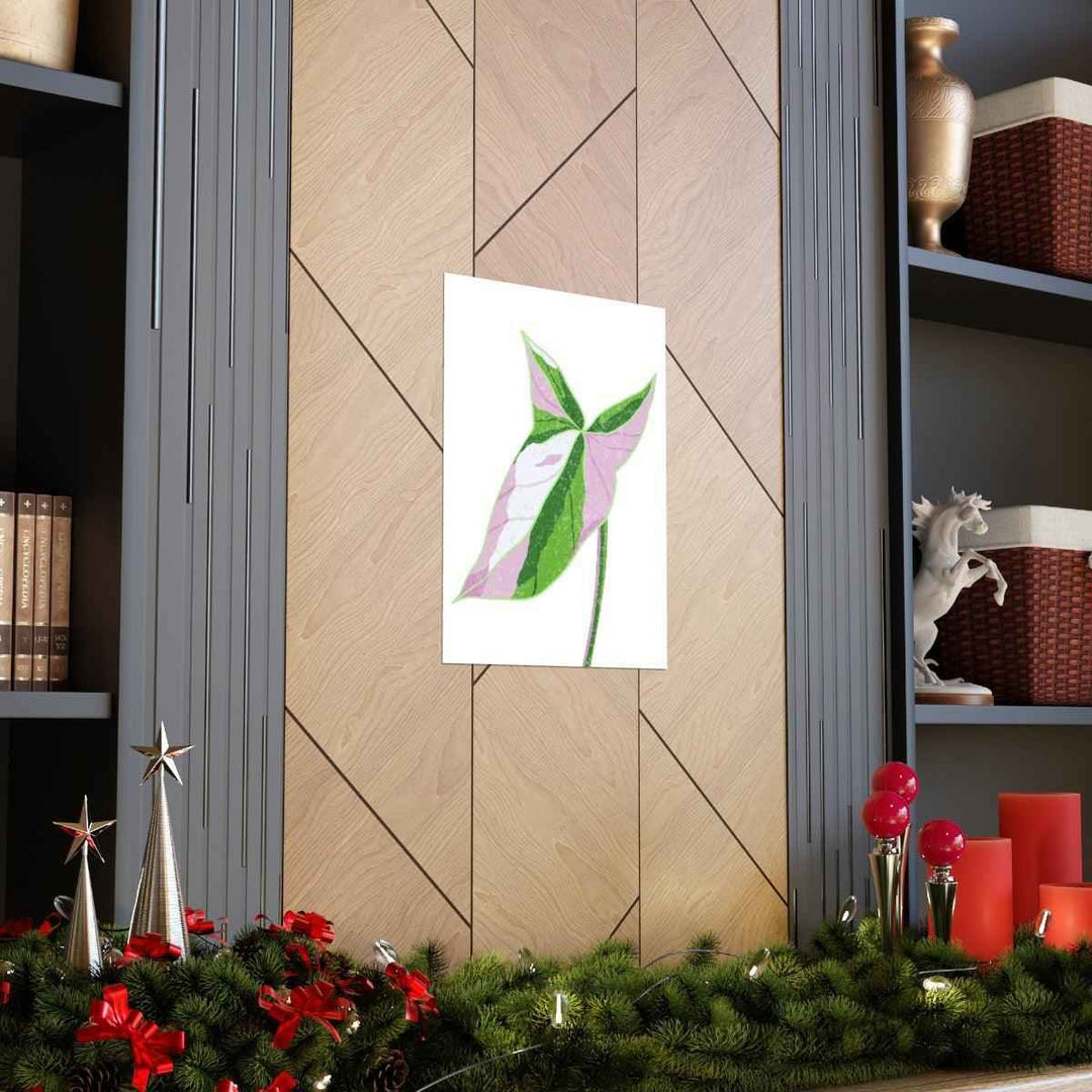 Syngonium Tricolor Print – Botanical Wall Art | Variegated Leaf Poster Unframed - The Potted Pixel