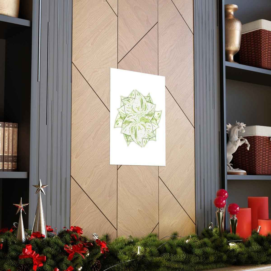 Snow Queen Pothos Print – Variegated Pothos Art on Museum Grade Paper Unframed - The Potted Pixel
